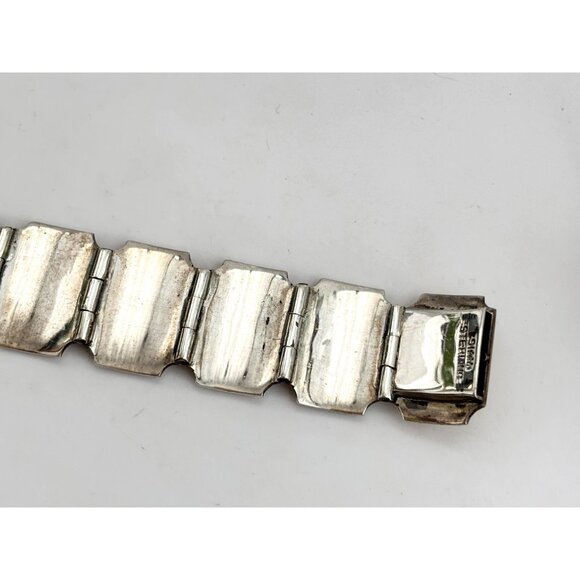 Guillioche Yellow Siam Sterling Silver Paneled Thai 1930's 925 Vintage Bracelet - Picture 9 of 16